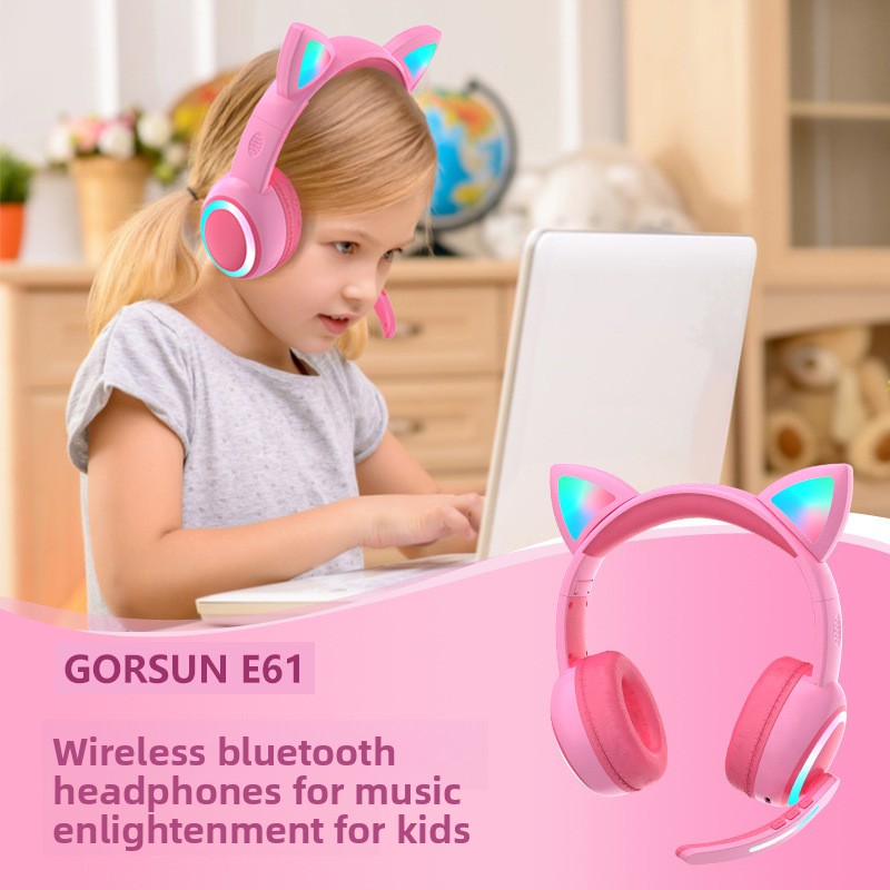 Cat Ear Bluetooth Headset Led - Bluetooth-Kopfhörer mit Katzenohren-Design und LED-Lichtern, kabelloses